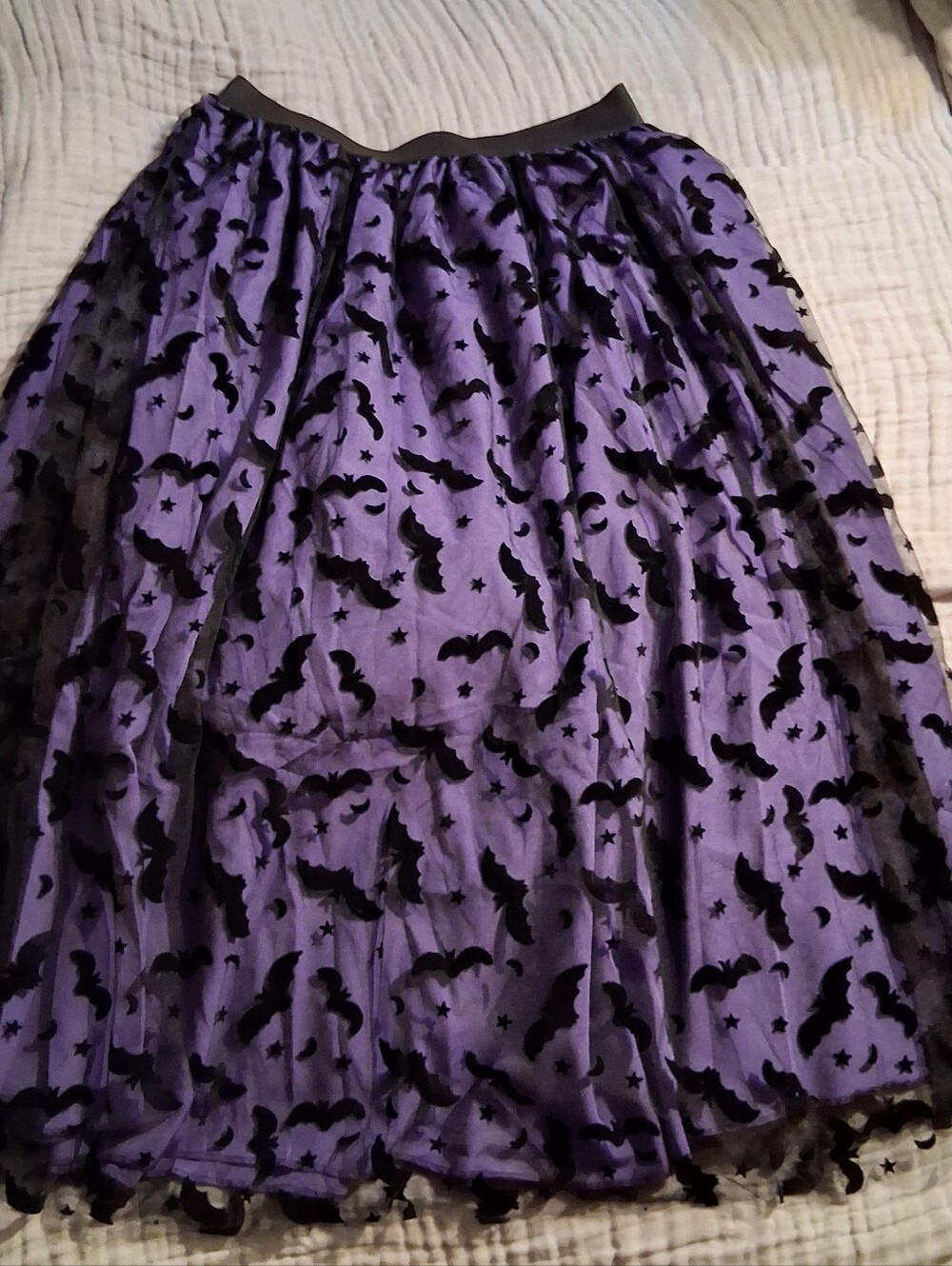 NWOT Chicwish Purple Bat Print Tulle Maxi Skirt Womens L/XL (8-10) - Picture 3 of 9